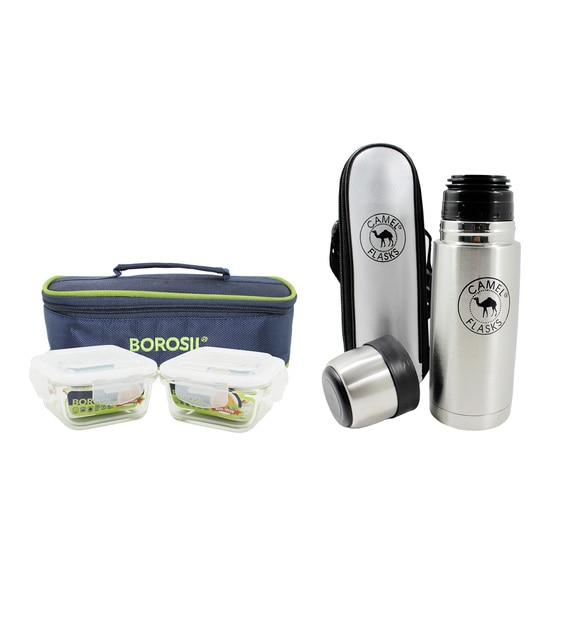 Buy Borosil Transparent Borosilicate Glass 320 Ml Tiffin Set With Stainless Steel Camel Flask Set Of 2 Online Lunch Boxes Dining Bar Dining Bar Pepperfry Product Borosil kitchen, cookware & serveware. buy borosil transparent borosilicate