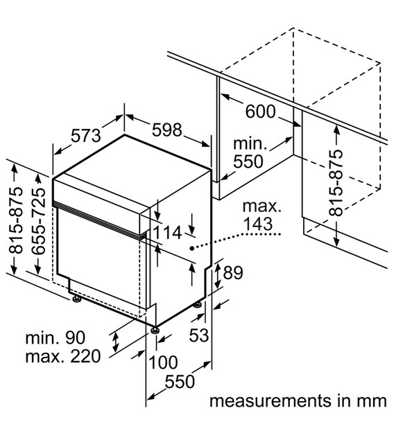 integrated dishwasher sizes