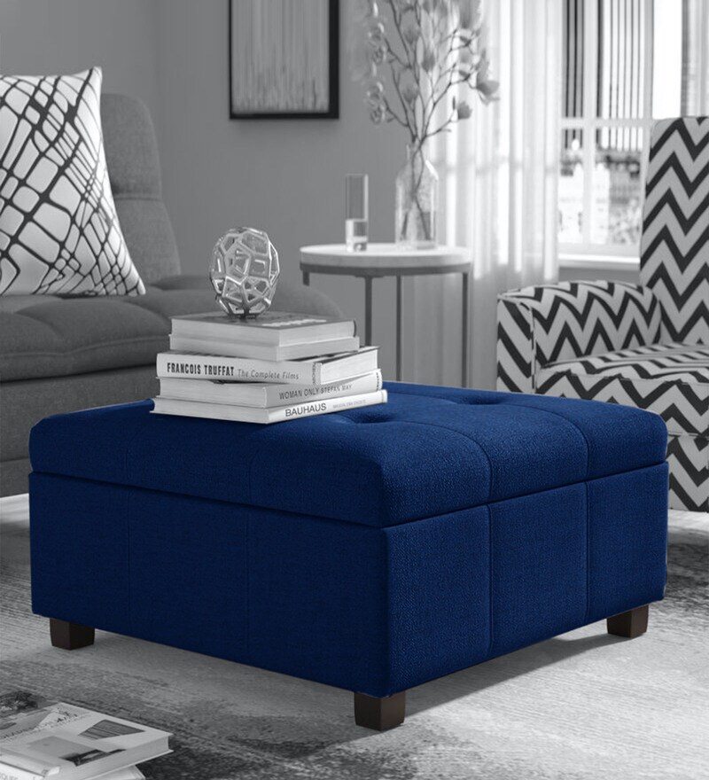 Buy Balkan Fabric Ottoman in Royal Blue Colour by Febonic Online ...