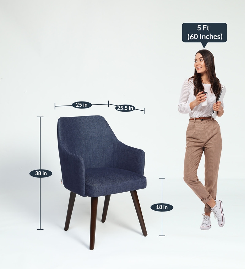 Buy Bolivar Fabric Dining Chair In Navy Blue Colour Online