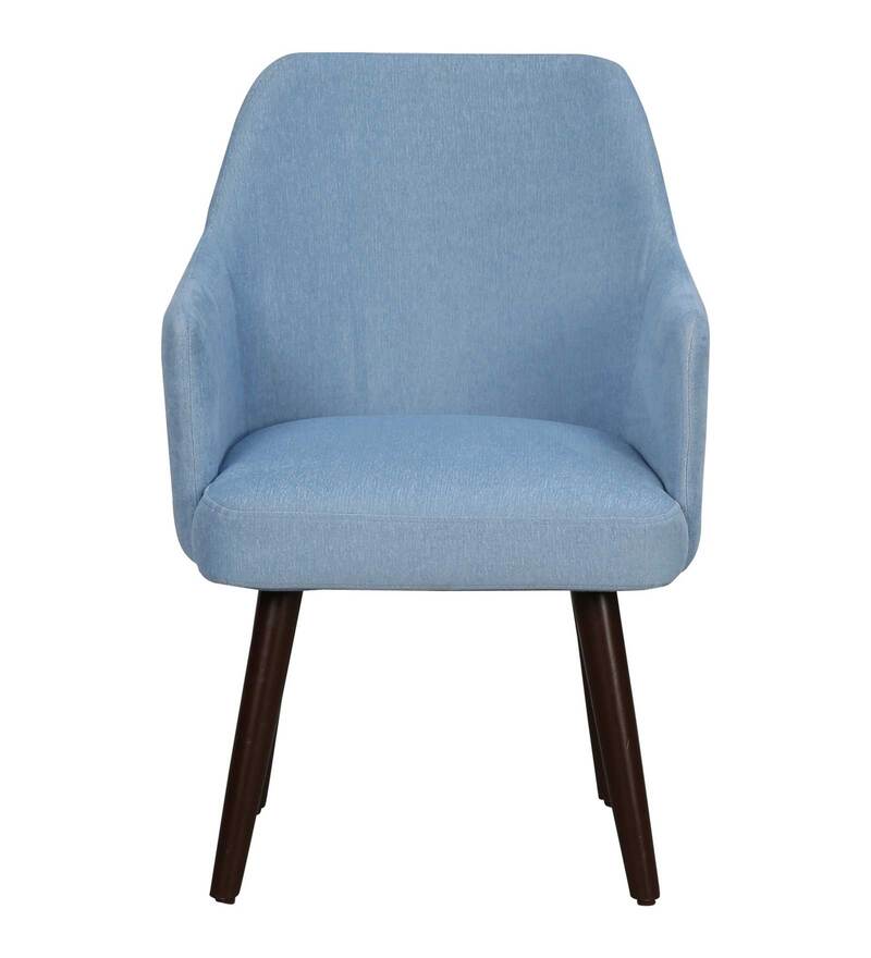 Buy Bolivar Velvet Fabric Dining Chair In Opal Blue Colour Online