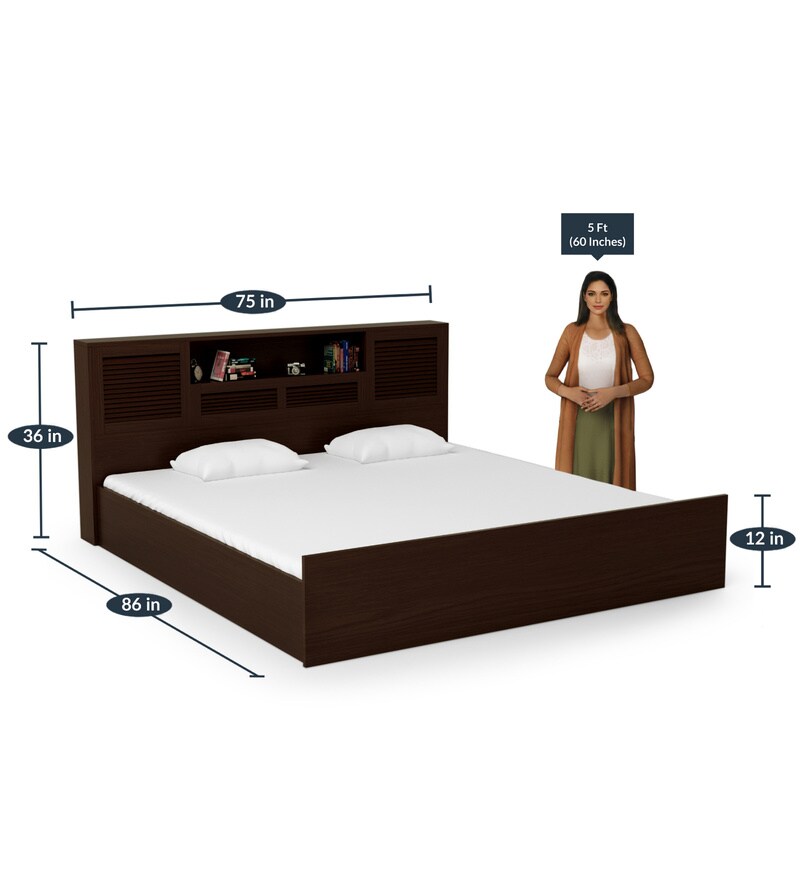 Buy Bolton King Size Bed with Box Storage in Wenge Finish by HomeTown