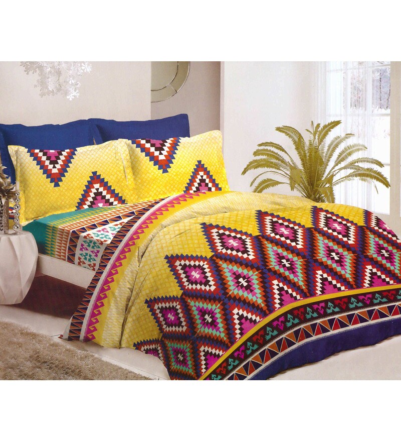 Buy Bombay Dyeing Diamond Motif Double Bedsheet Set Online Bed Sheets