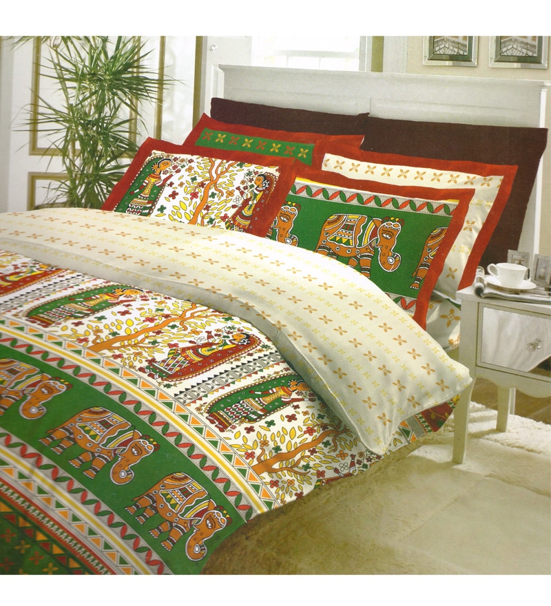 Bombay Dyeing Elephant Motif Double Bedsheet Set by Bombay Dyeing