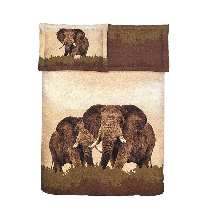 Buy Bombay Dyeing Jungle Safari Elephant Bed Sheet Double Bedsheet Set