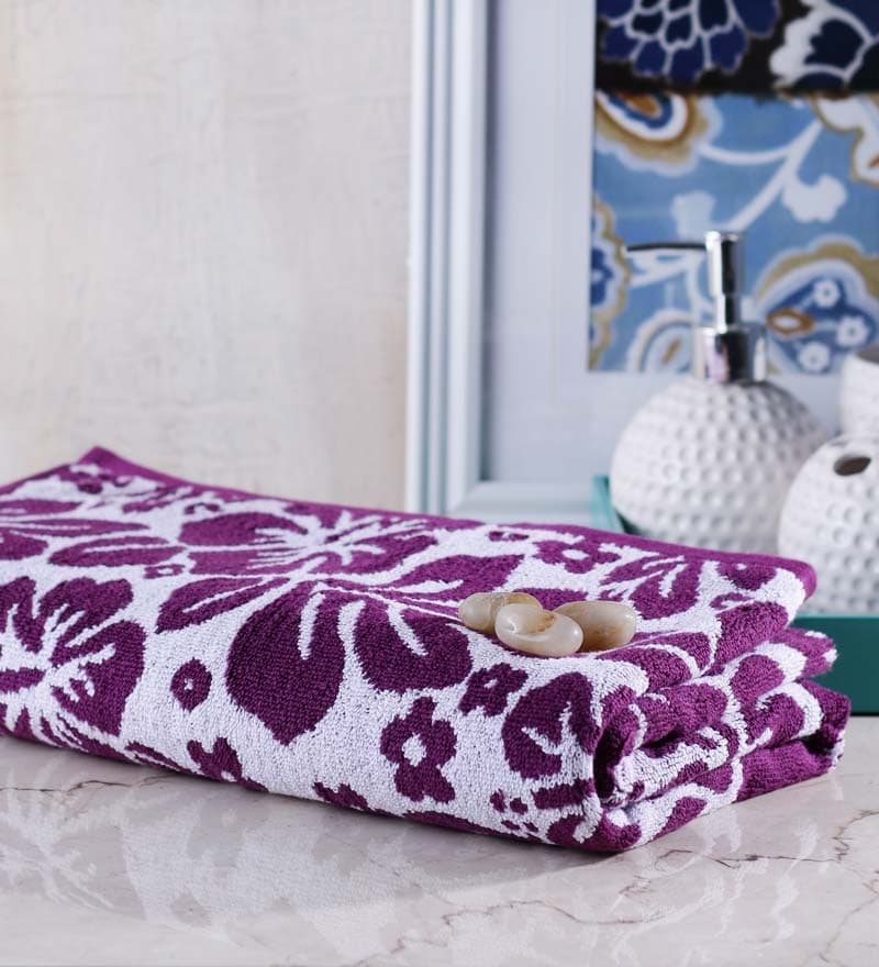 Buy Bombay Dyeing Santino Synergy Purple Floral Bath Towel Online ...