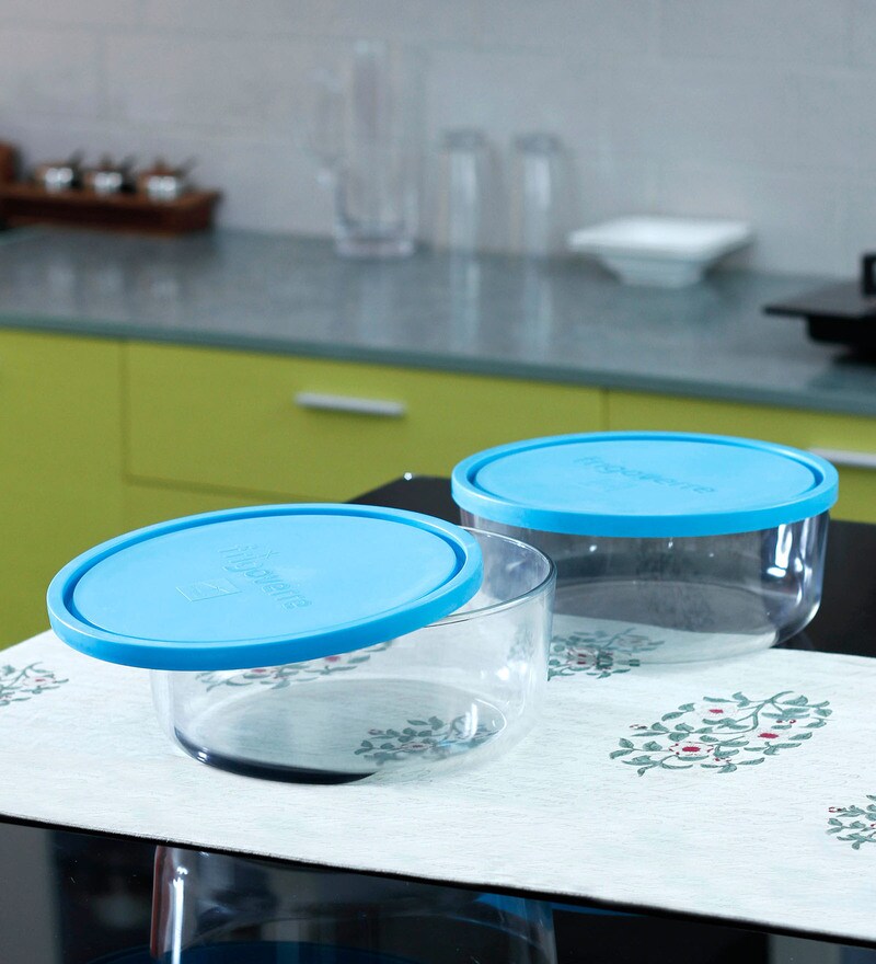 Buy Bormioli Rocco Blue Lid Round Container - 9 Inch- Set Of 2 Online ...