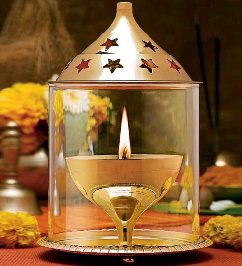 borosil akhand diya brass large