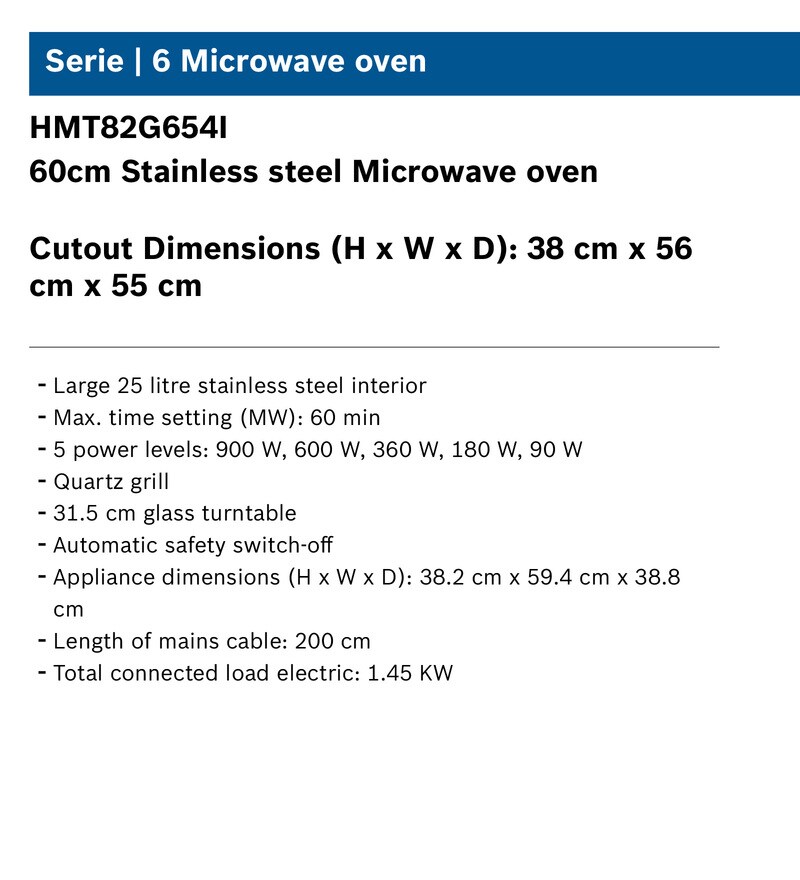 Buy Bosch 60 Cm Built In Microwave Oven 25l Online Microwave