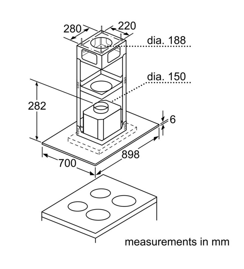 Buy Bosch Dig098G50I 800 M3/Hr 90 CM Straightline Chimney Online Hood