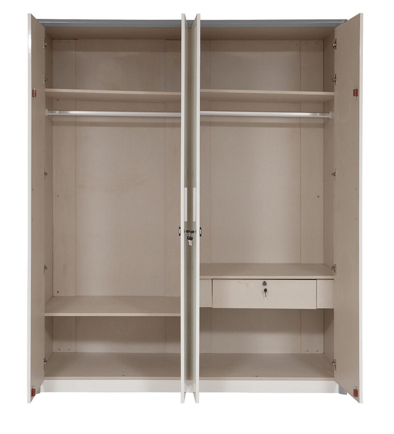 Buy Boston 4 Door Wardrobe in White Colour by Evok Online 4 Door