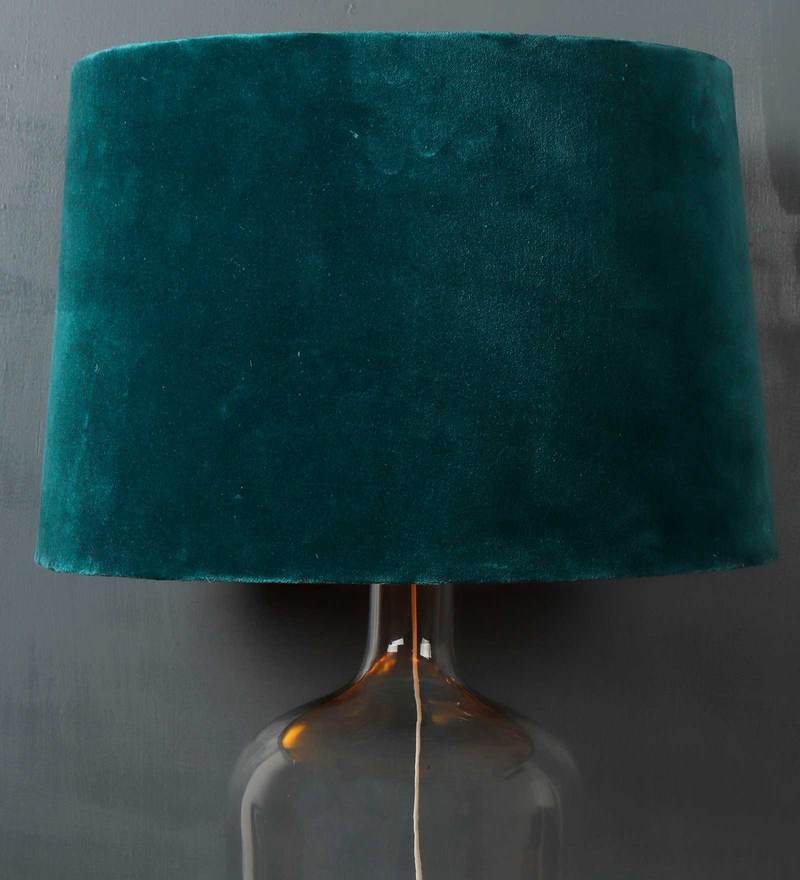 Buy Bottle Green Velvet Frustum Lampshade by Grated Ginger Online