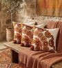 Bohemian Suzani Embroidered Corner Motif Throw Cushion Cover (18x18)