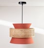Boho Handmade Rattan Cane Pendant Hanging Light (Orange & Beige)