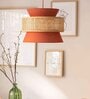 Boho Handmade Rattan Cane Pendant Hanging Light (Orange & Beige)