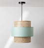 Boho Handmade Webbing Rattan Cane Pendant Hanging Light (Black & Sky Blue)