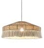 Boho Rattan Pendant Lamp with Macrame Fringe (Beige)