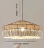 Boho Rattan Pendant Lamp with Macrame Fringe (Beige)
