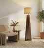 Boho Wooden Floor Lamp with Jute Shade & Brown Base