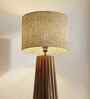 Boho Wooden Floor Lamp with Jute Shade & Brown Base