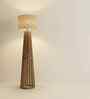 Boho Wooden Floor Lamp with Jute Shade & Brown Base