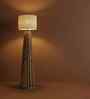 Boho Wooden Floor Lamp with Jute Shade & Brown Base