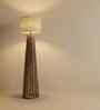 Boho Wooden Floor Lamp with Jute Shade & Brown Base