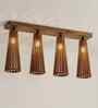 Bole 4 Lights Brown Solid Wood Flush Mounted Ceiling Light