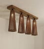 Bole 4 Lights Brown Solid Wood Flush Mounted Ceiling Light