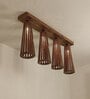 Bole 4 Lights Brown Solid Wood Flush Mounted Ceiling Light