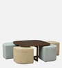 Bolsward Sheesham Wood Nesting Coffee Table Set in Provincial Teak Finish With 4 Stools