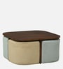 Bolsward Sheesham Wood Nesting Coffee Table Set in Provincial Teak Finish With 4 Stools
