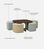 Bolsward Sheesham Wood Nesting Coffee Table Set in Provincial Teak Finish With 4 Stools