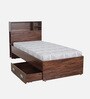 Boltera Single Bed in Dark Walnut Finish with Drawer Storage Boltera Single Bed in Dark Walnut Finish with Drawer Storage