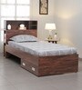 Boltera Single Bed in Dark Walnut Finish with Drawer Storage Boltera Single Bed in Dark Walnut Finish with Drawer Storage