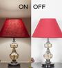 Bompton Metal & Crystal Table Lamp with Fabric Shade (Nickel)