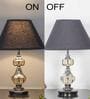 Bompton Metal & Crystal Table Lamp with Fabric Shade (Nickel)