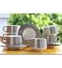 205 ML White Bone China Cups & Saucers Set of 6