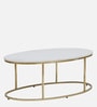 Bonita Metal Coffee Table In White Colour With Porcelain Top
