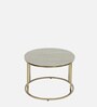 Bonita Metal Coffee Table In White Colour With Travertine Top