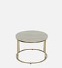 Bonita Metal Coffee Table In White Colour With Travertine Top