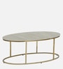 Bonita Metal Coffee Table In White Colour With Travertine Top