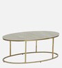 Bonita Metal Coffee Table In White Colour With Travertine Top