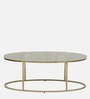 Bonita Metal Coffee Table In White Colour With Travertine Top
