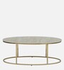 Bonita Metal Coffee Table In White Colour With Travertine Top