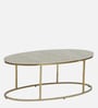 Bonita Metal Coffee Table In White Colour With Travertine Top