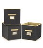 Black & Beige Polypropylene & Cardboard Wardrobe Basket, Set of 3