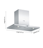 Bosch 90 cm 1000 m3h Hood Chimney (Model No: Dee928Pin)