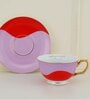 Bossa Nova 200ml Purple & Red Porcelain (Set of 2) Tea Cup & Saucer Set