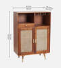 Berlin Solid Wood Bar Cabinet In Teak Honey Finish